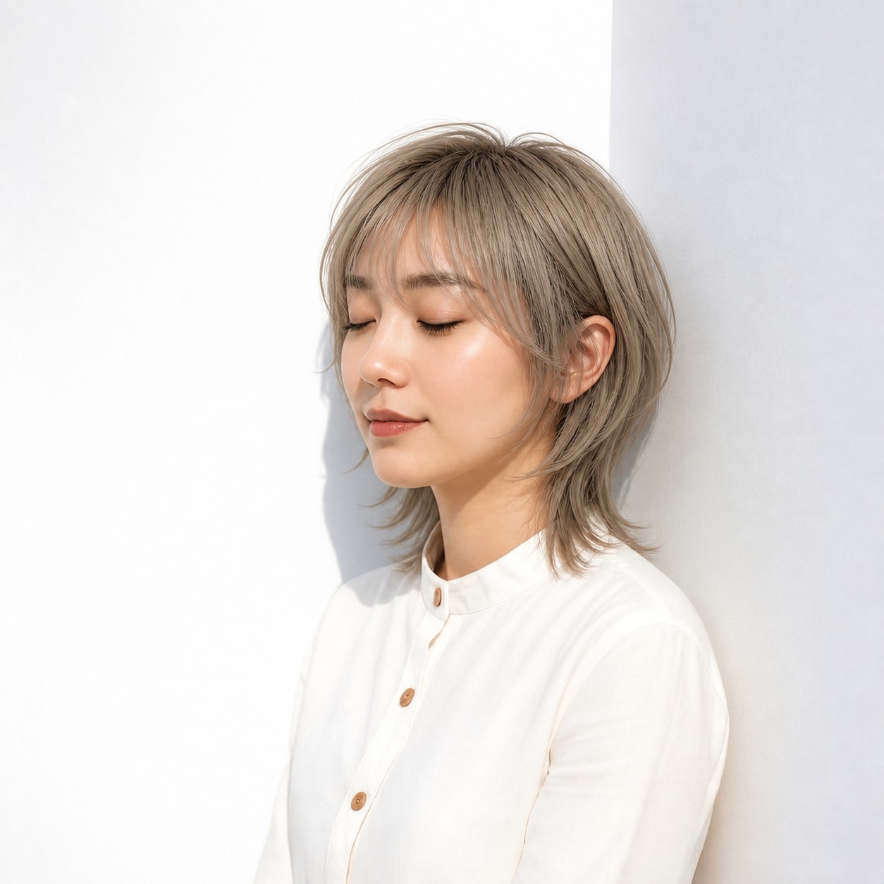 19. ネオウルフ × アッシュベージュ：透明感のある軽さに