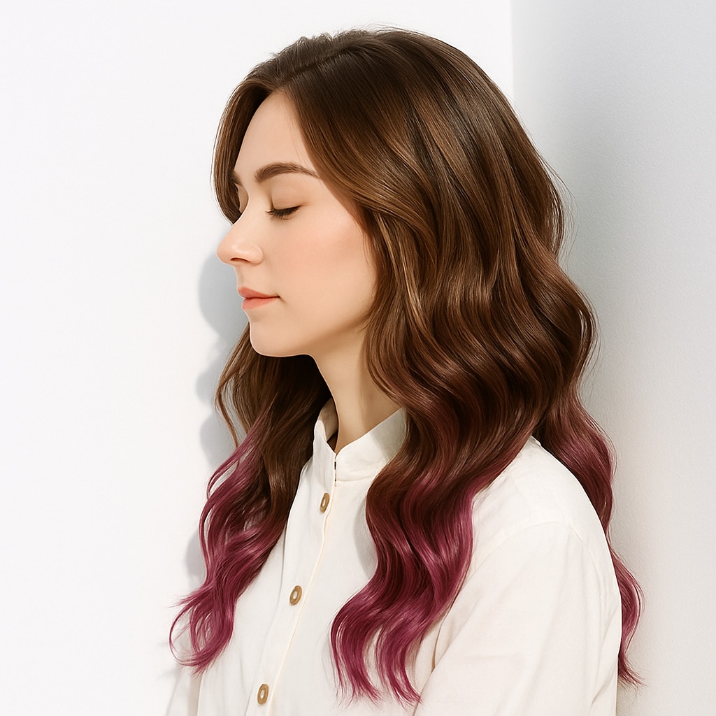 19. ピンクパープル×裾カラー：動きが出る上品なアクセント