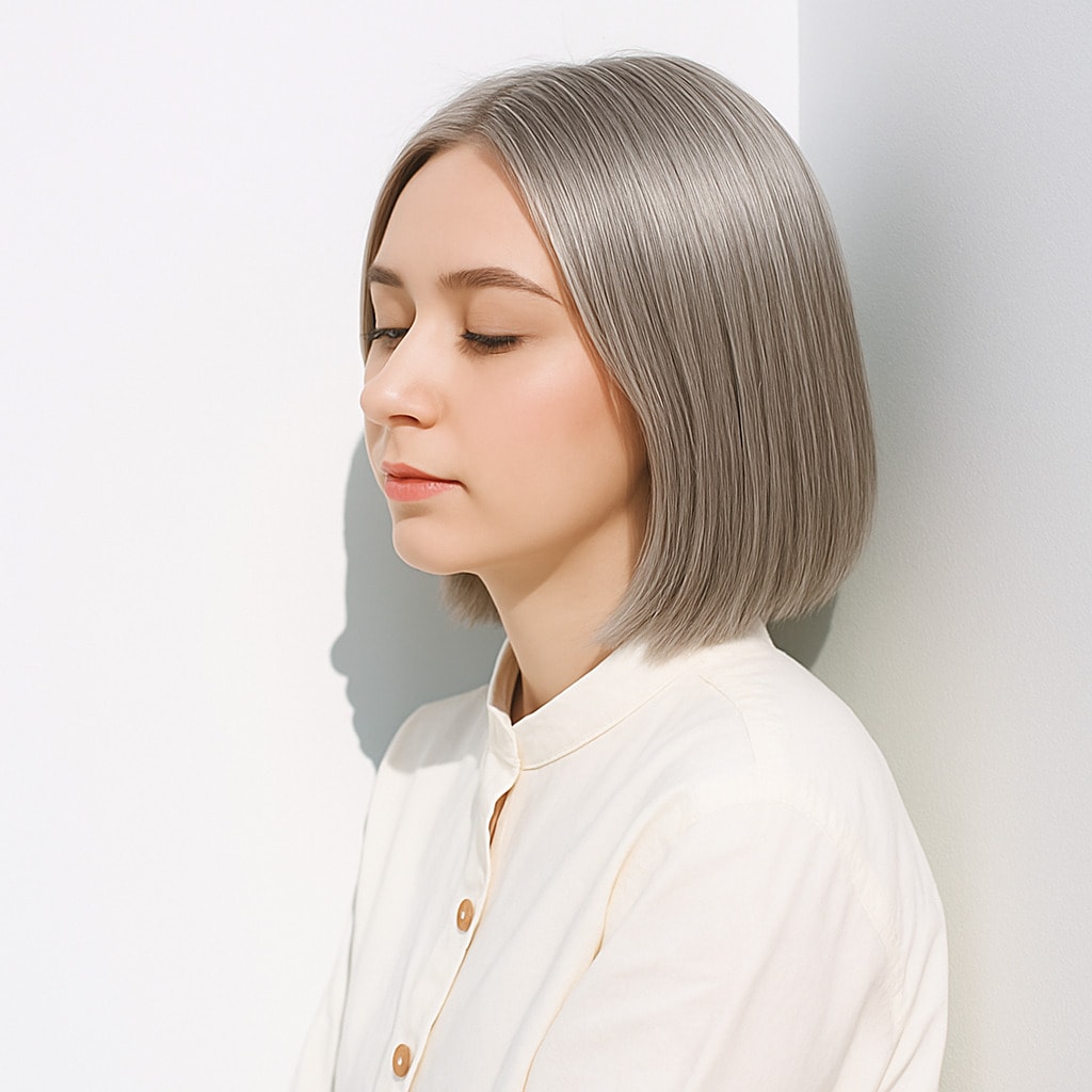 19. プラチナブロンド×シルバーグレー：くすみと透明感を兼ね備えたカラー