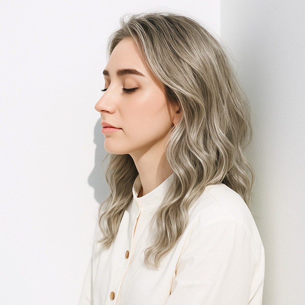 19. ホワイトベージュ×透明感：清潔感と透明感が引き立つ髪色