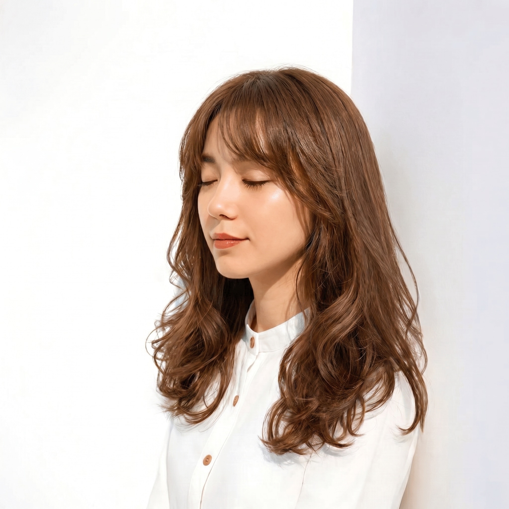 19. マロンベージュ×トーンアップ: 初めてのカラーにもぴったりな柔らかい印象