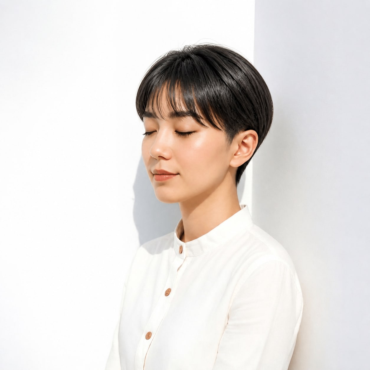 19. 刈り上げショート × 黒髪コンパクト：きちんと見える