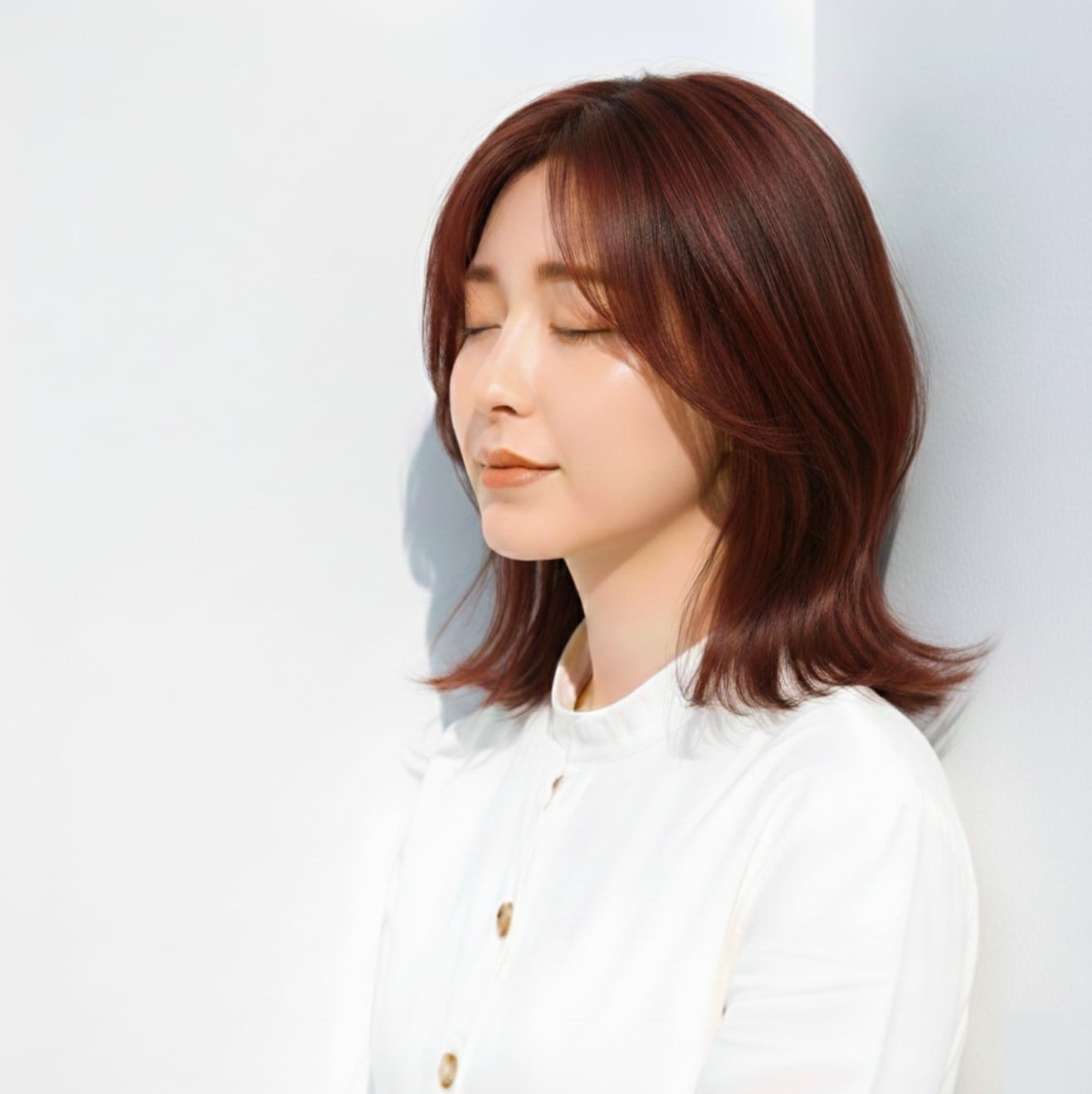 2. くすみピンクアッシュ×外ハネレイヤー：軽やかシルエットで透明感アップ