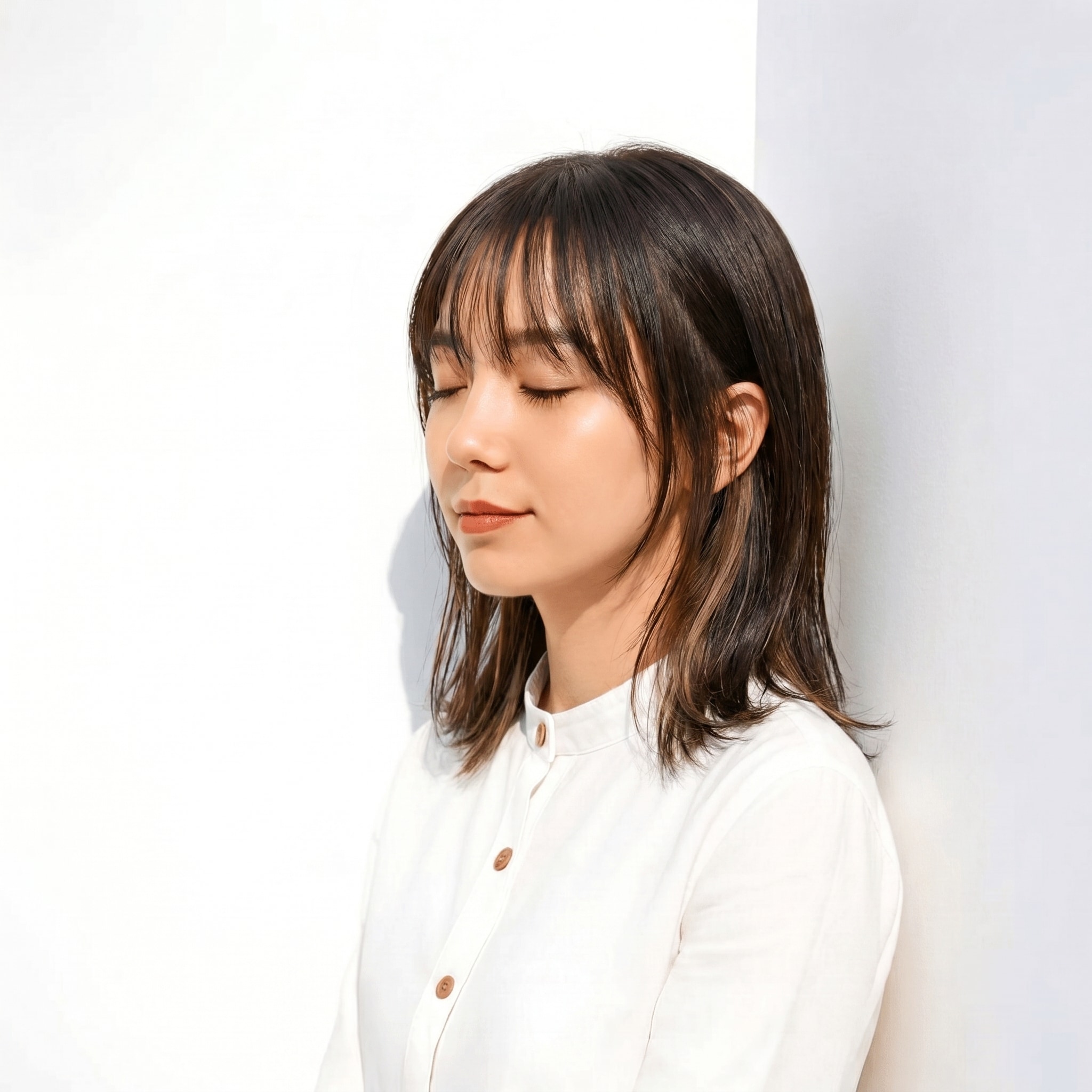 2. インナーカラー×淡いベージュ×外ハネミディアム: まろやかな発色で、派手すぎず優しい印象に
