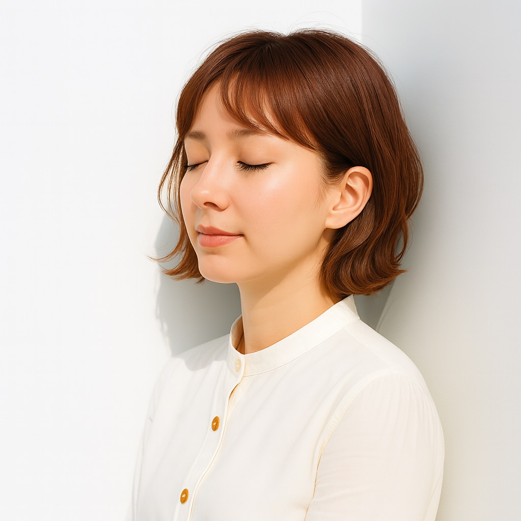 2. オレンジベージュ×レイヤーボブ：まろやか透明感で明るい印象に