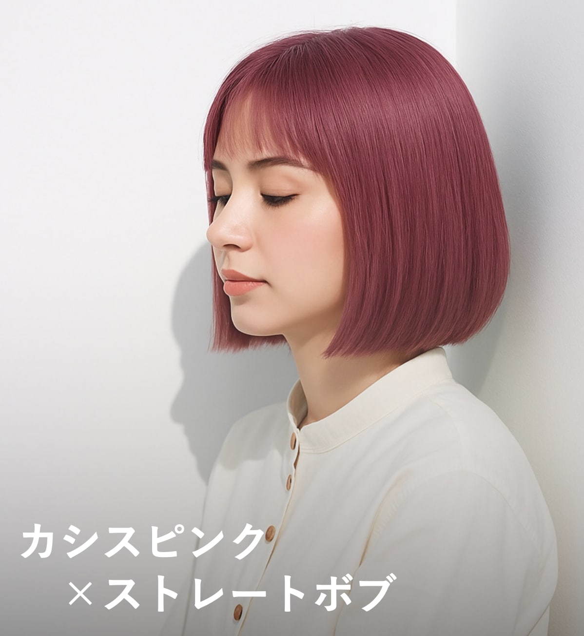 2. カシスピンク×ストレートボブ