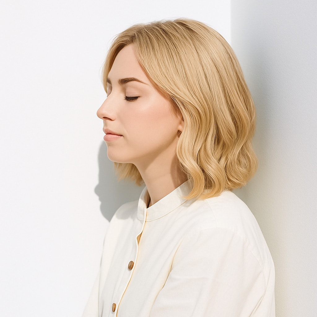 2. ゴールドベージュ×ミディアムウェーブ：クセ毛風の仕上がりでこなれ感を演出