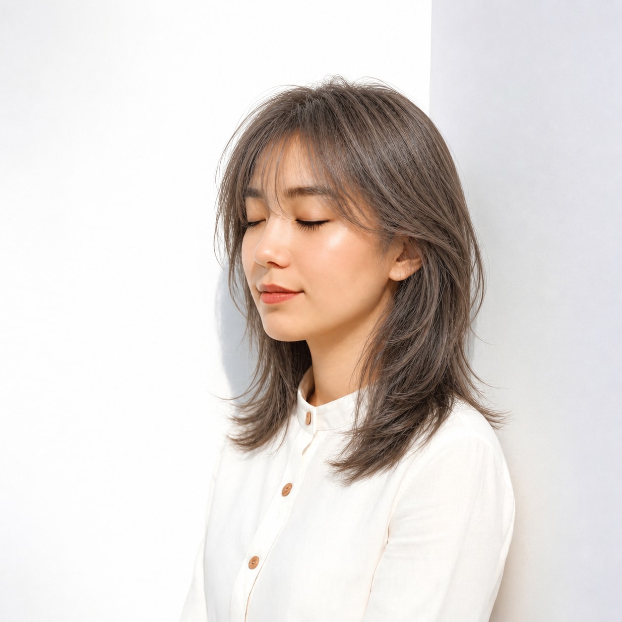 2. シャギーカット × 顔まわりレイヤー：すっきり小顔見せ