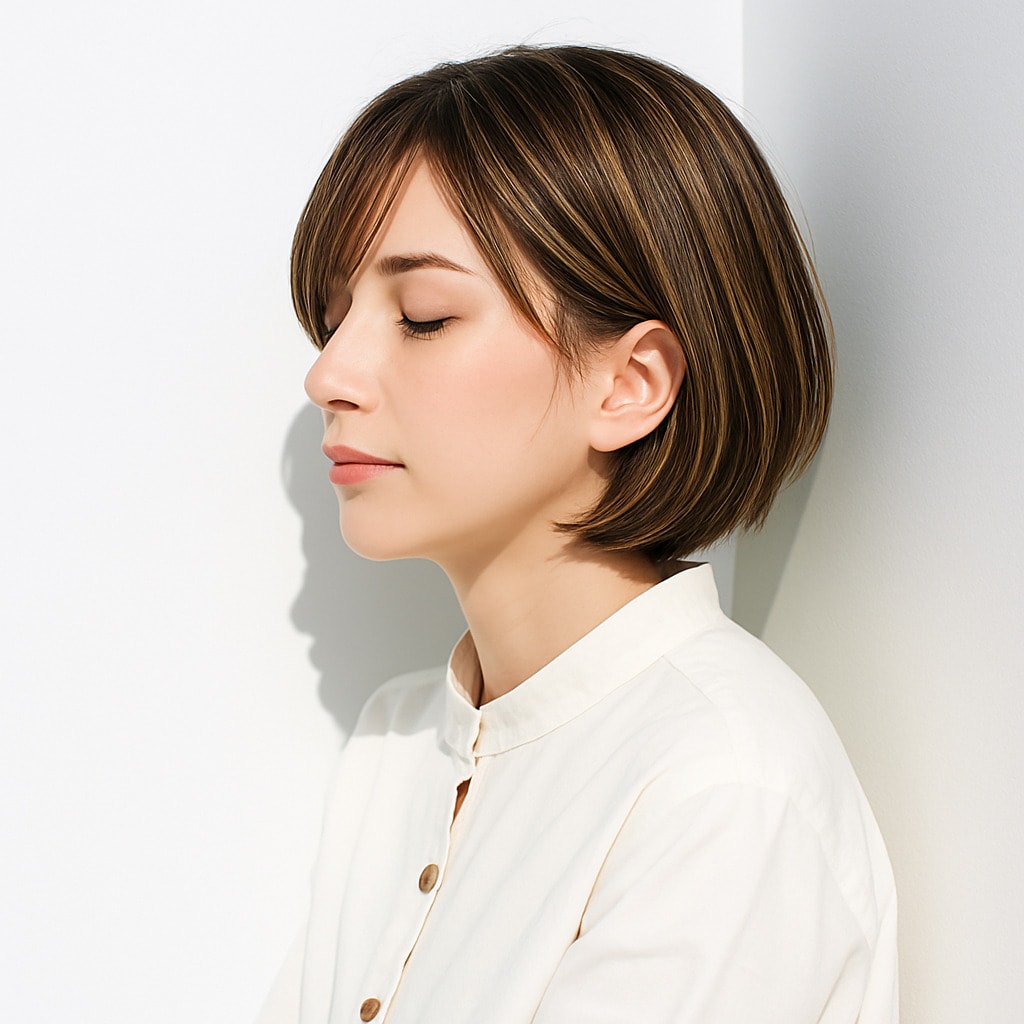 2. ショコラベージュ×ハイライト：ダークトーンベースに映えるゴールドがオシャレ