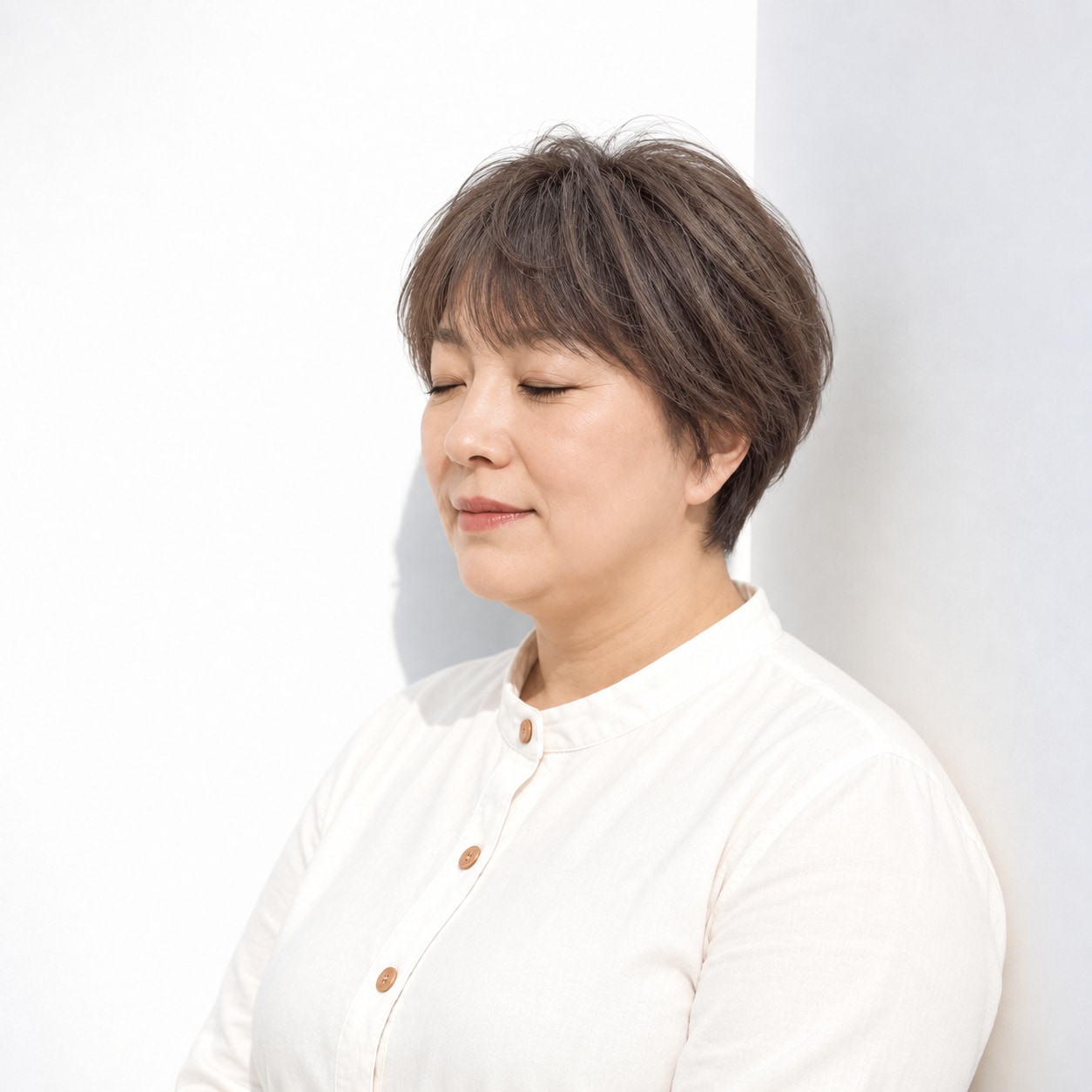 2. ショートヘア × 耳かけショート：顔まわりに余白ができ、ショートの輪郭がすっきり見えます