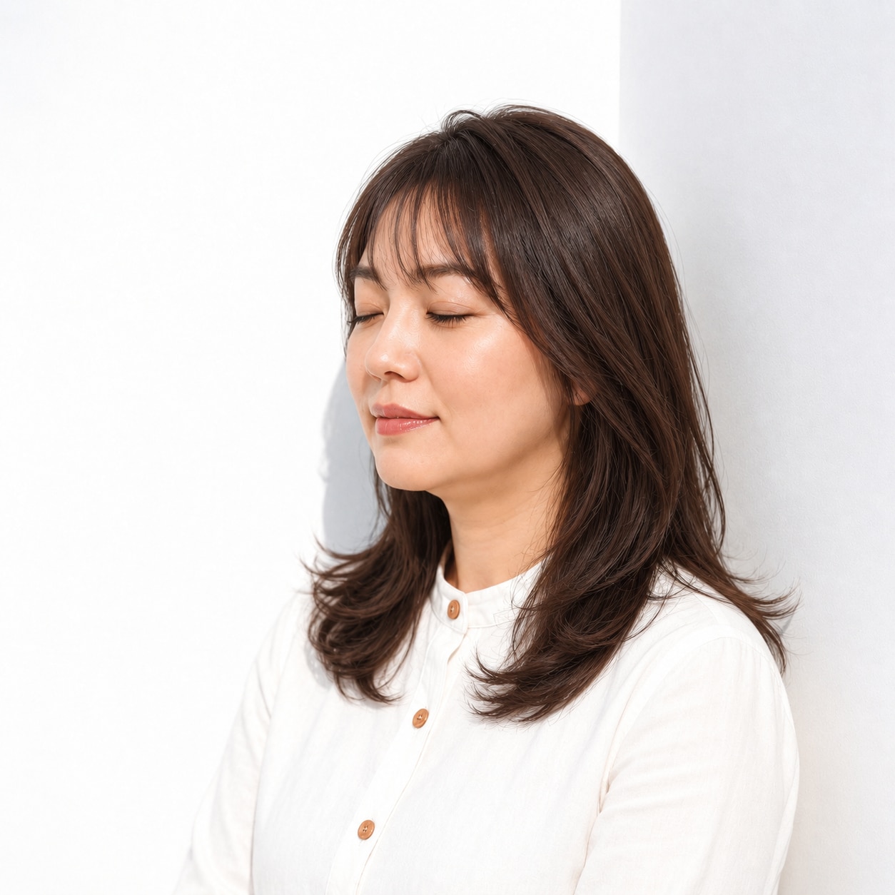 1. セミロングレイヤー × 内巻き：上品で柔らかなシルエット