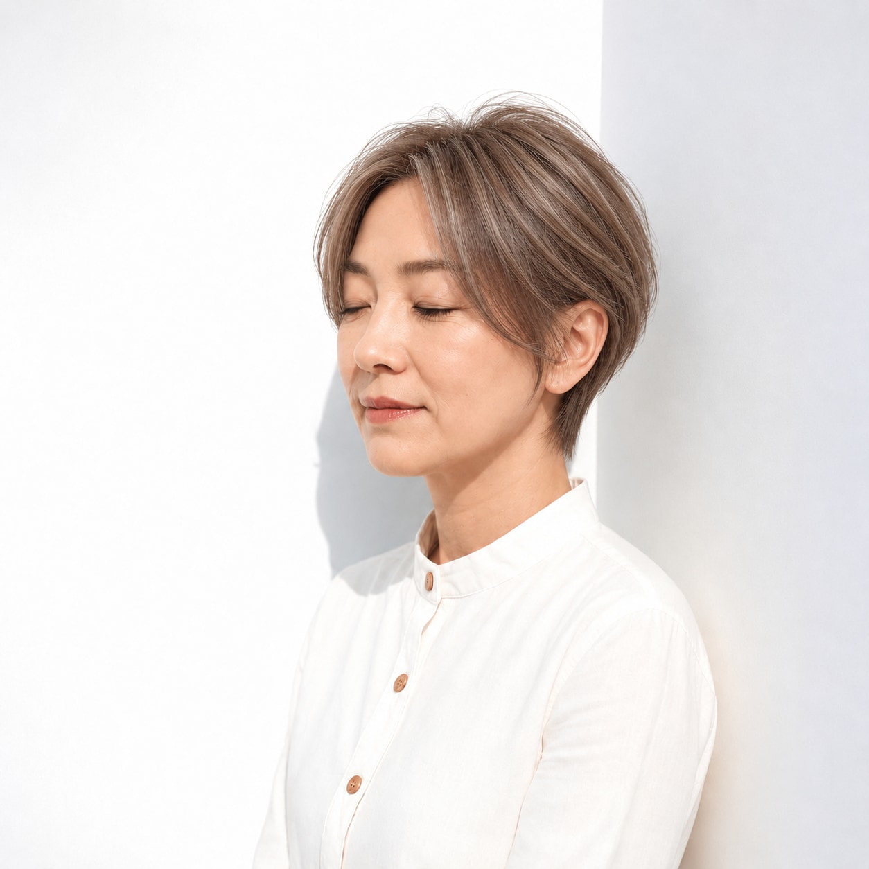 2. ハンサムショート × 長め前髪：額を見せるとすっきりした印象になる