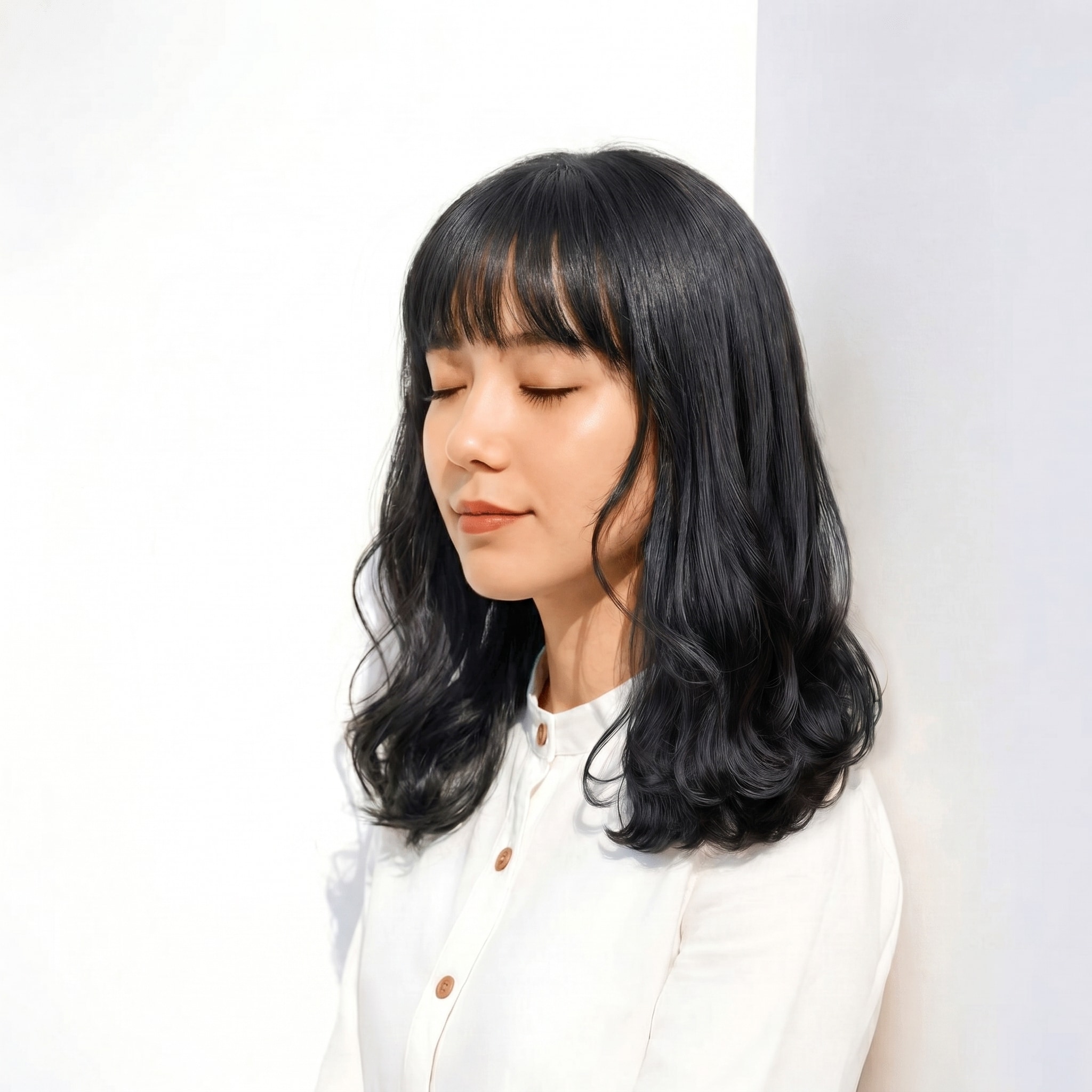 2. ブリーチなしグレーアッシュ×寒色ツヤ：赤みを抑えた涼しげな品の良さ