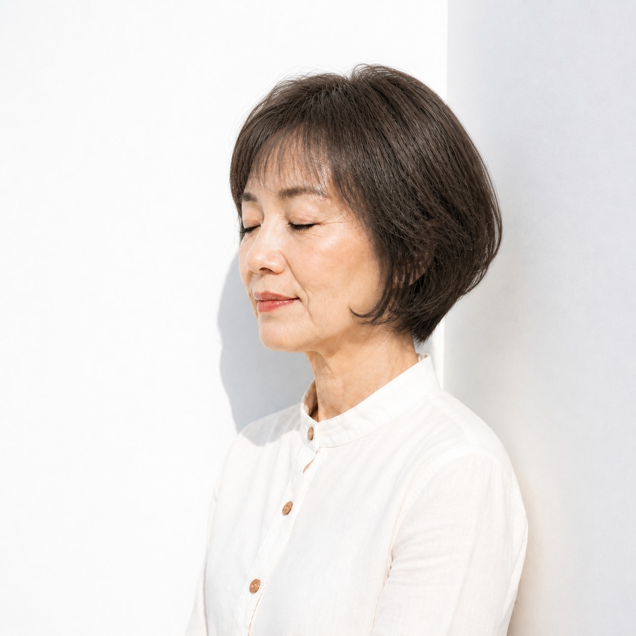 2. ボブカット × 暗髪ボブ：70代を上品に引き締める