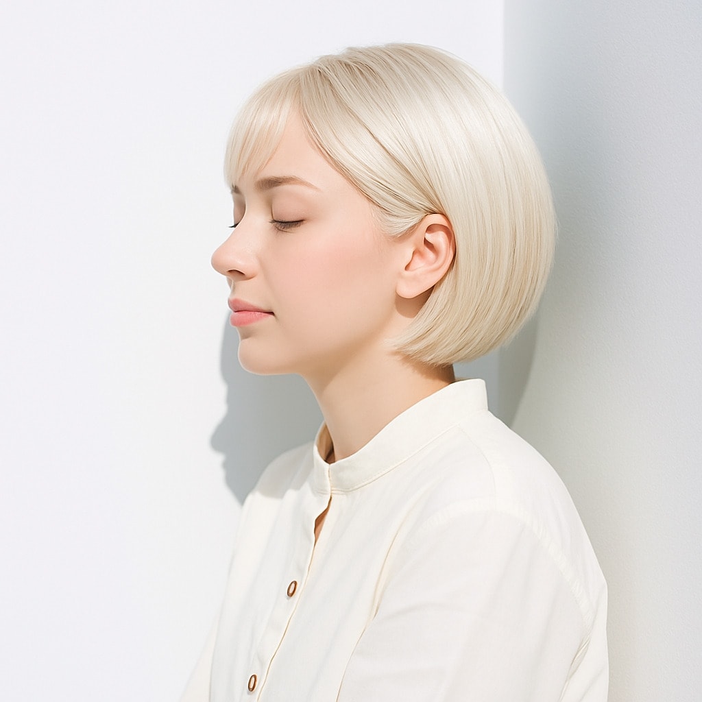 2. ホワイトブロンド×透明感：肌を引き立てる澄んだ輝きを