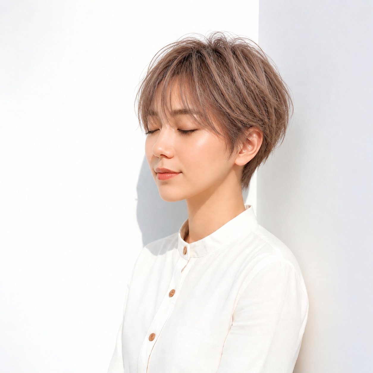 2. レイヤーショート × 毛先の束感：軽快でこなれた印象に