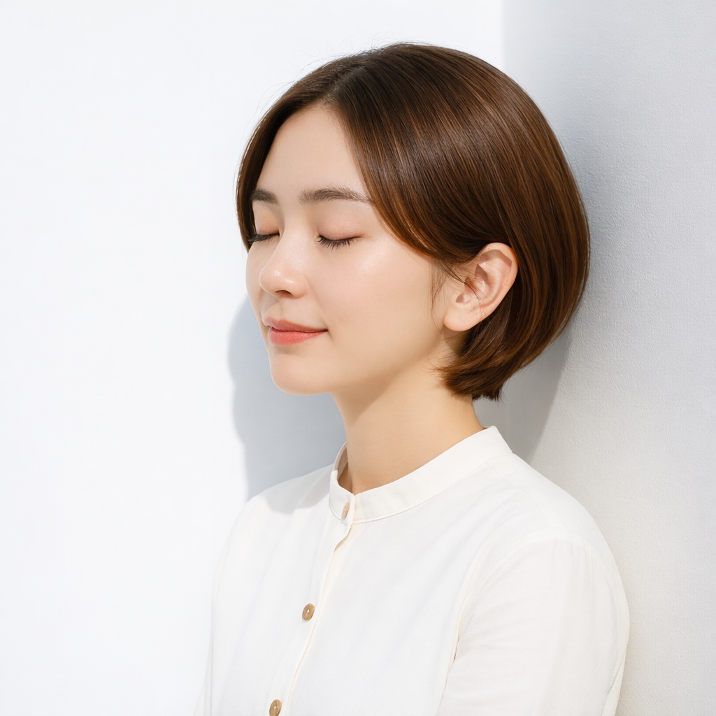 2. 前髪なしボブ×ストレートタイト：上品さの中に可愛さを宿す洗練シルエット