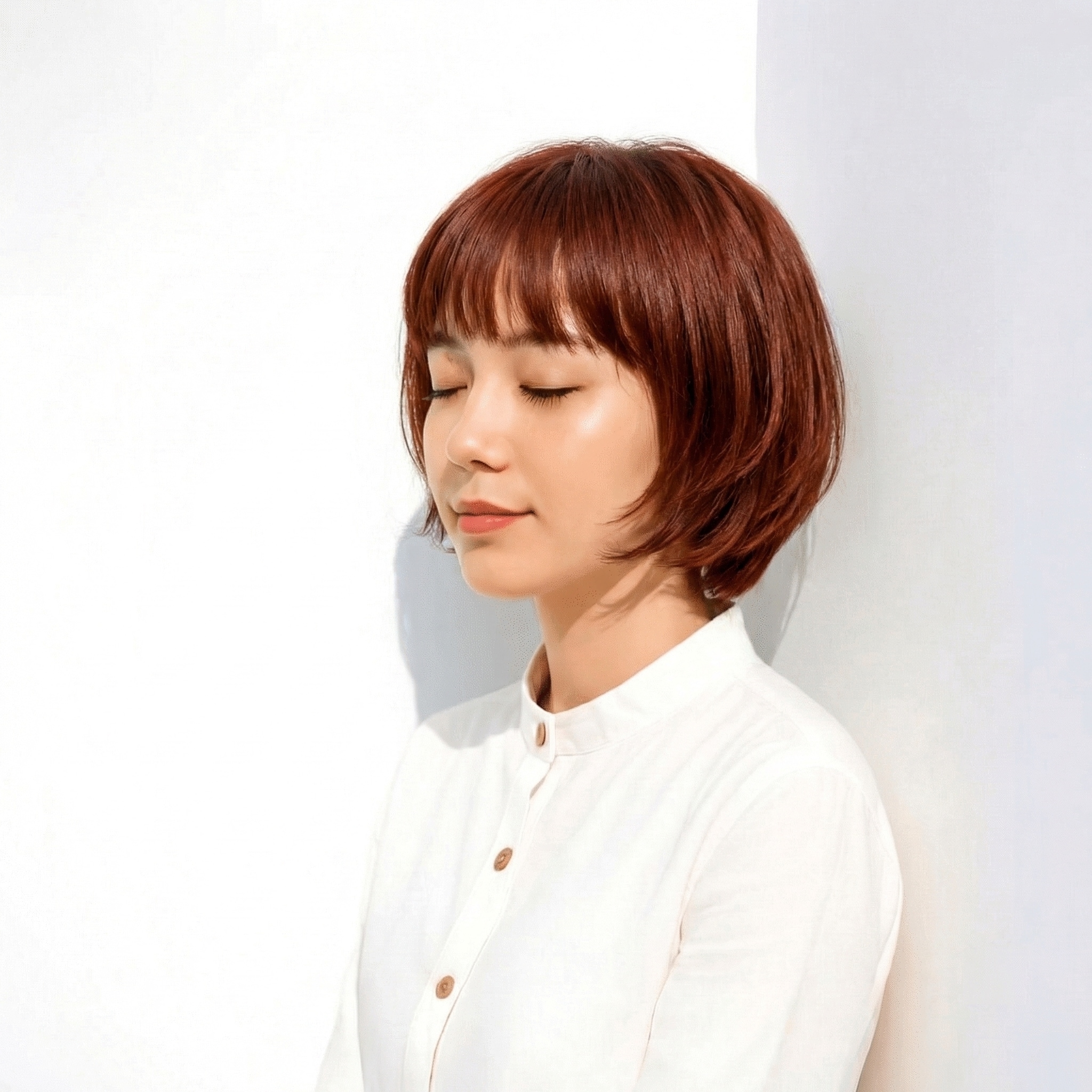 2._丸みショート_ストレート_ピンクブラウン