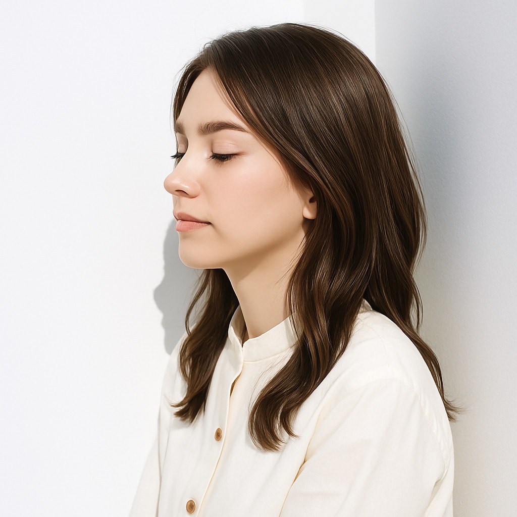 20. シフォンベージュ×ダークトーン：暗めの仕上がりでほどよい垢抜け感