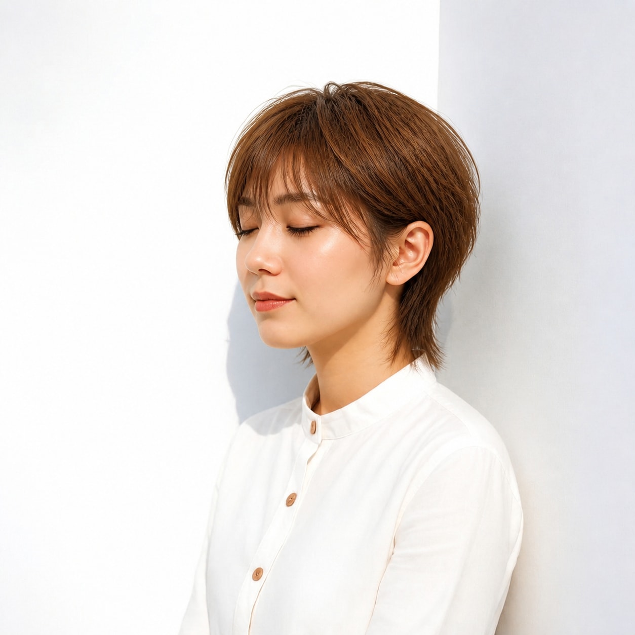 20. ネオウルフ × コンパクトショート：首元をすっきり