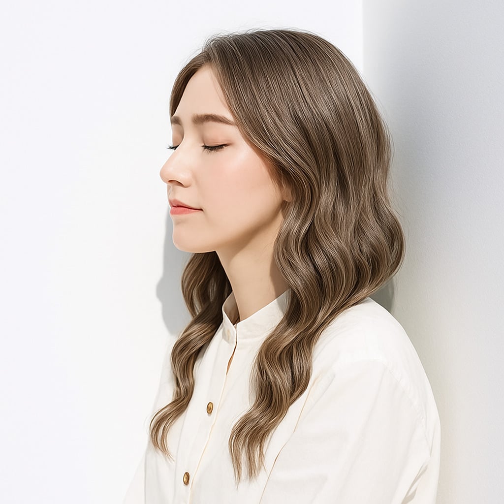 20. ブラウンベージュ×明るめ：透け感で軽やかに映る髪色