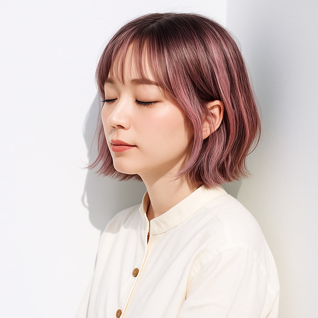 20. ホワイトピンク×ハイライト：柔らかさが漂う大人の魅力