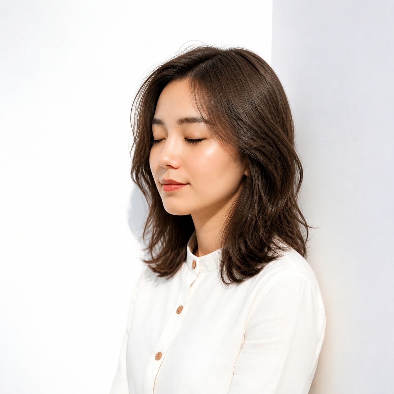 20. マロンブラウン × かき上げミディ：大人っぽく軽やかに