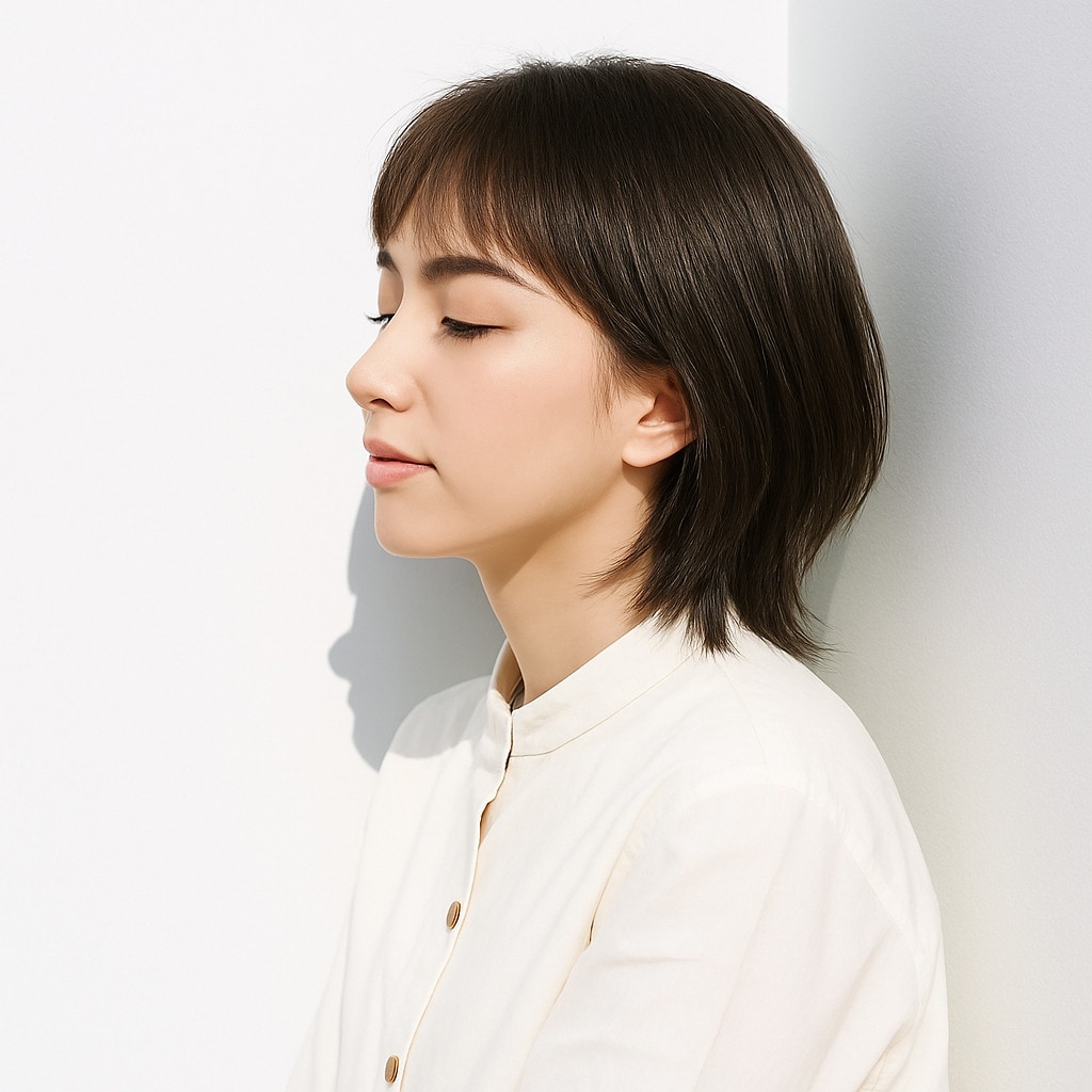 20. モカベージュ×大人っぽい：柔らかさとツヤで顔立ちを優しく