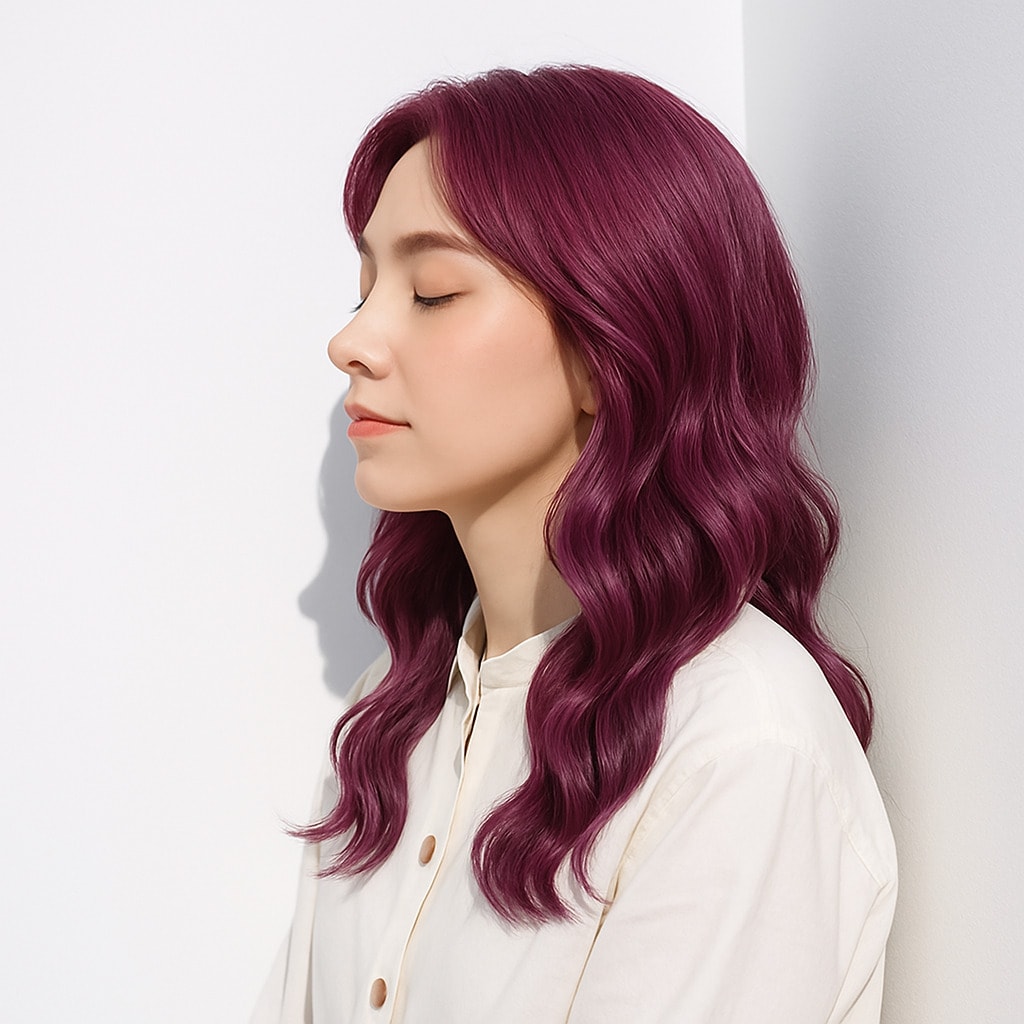 20. ローズピンク×ミディアムウェーブ：柔らかな動きで華やかさをプラス