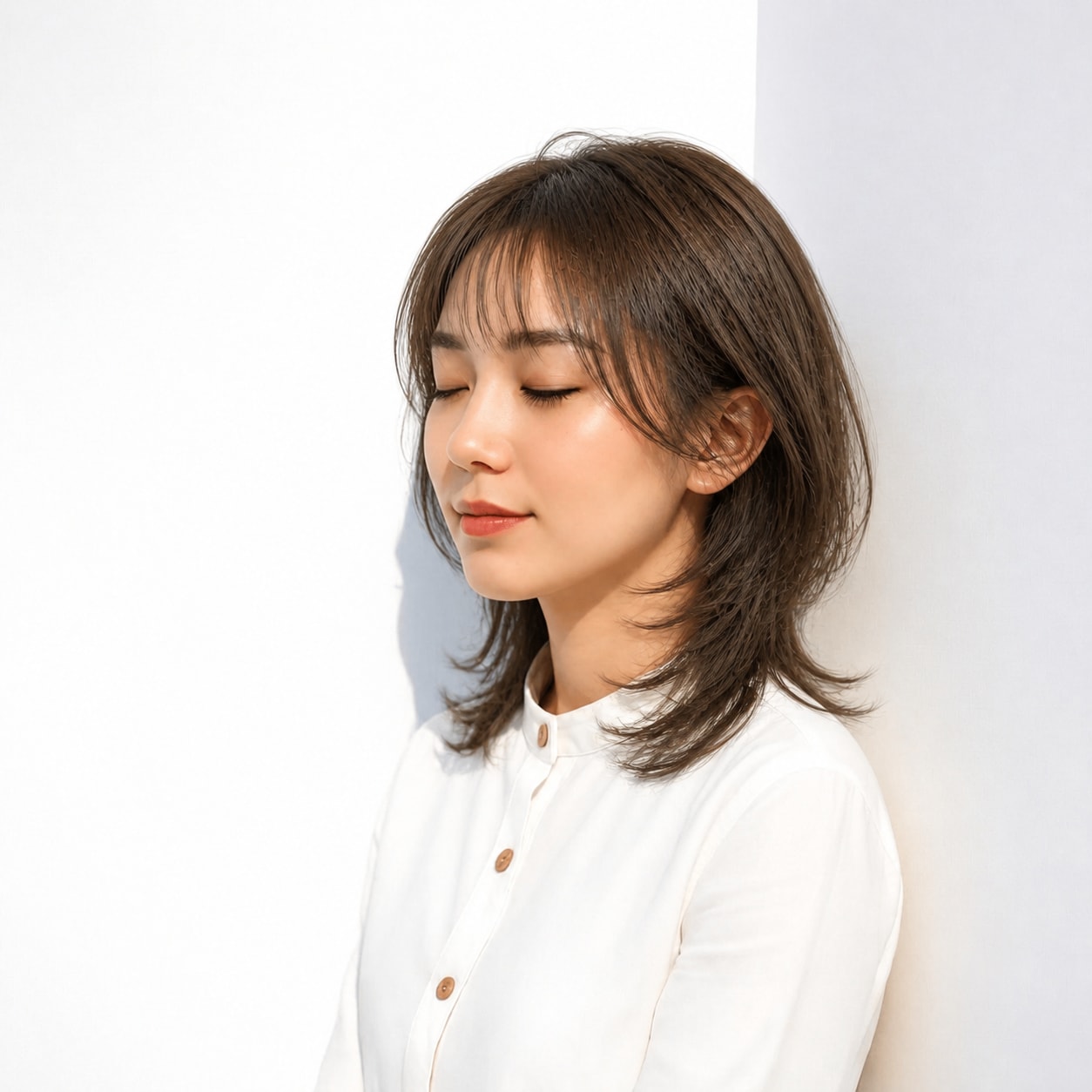 21. シャギーカット × 丸みシルエット：やさしくまとまる