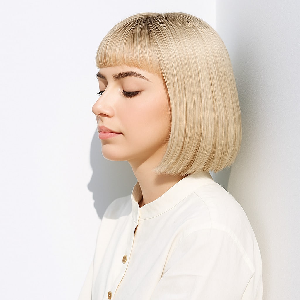 21. プラチナブロンド×ツヤ感：光をまとったような輝きが魅力