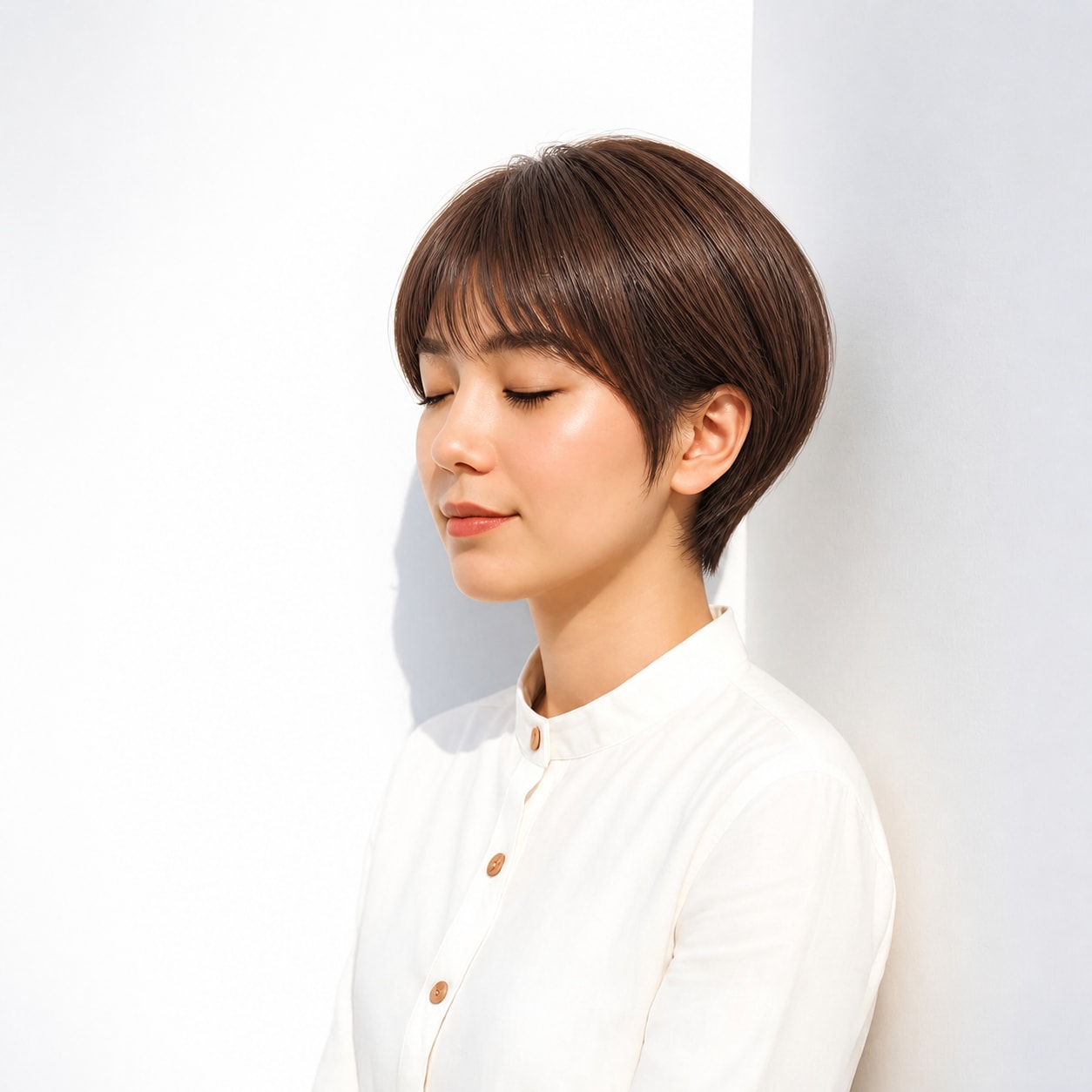 21. マロンブラウン × コンパクトショート：艶をすっきり楽しむ