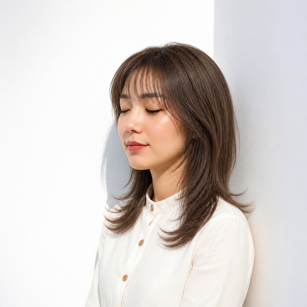 22. シャギーカット × ふんわりミディ：横幅を自然にプラス