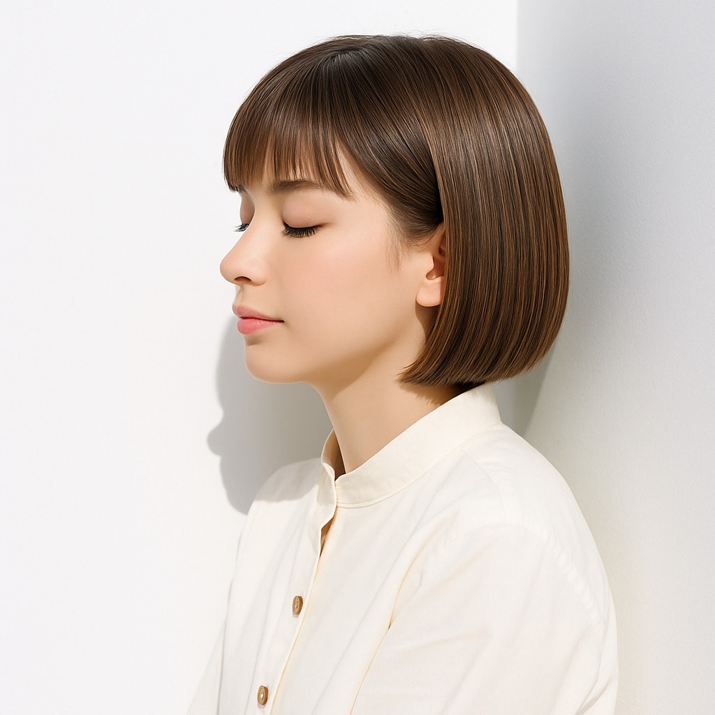 23. ブラウンベージュ×明るめ：上品なツヤで柔らかさを演出