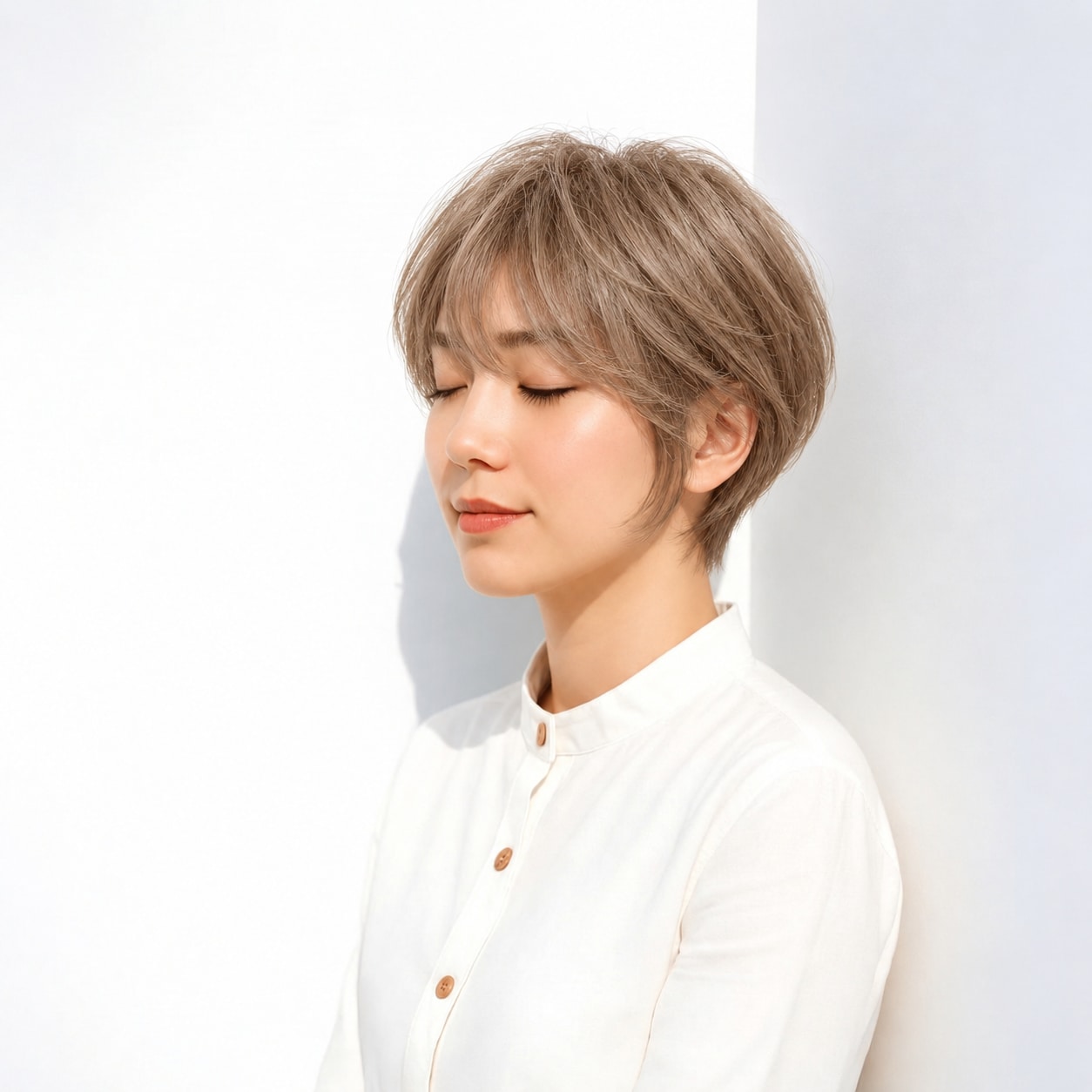 12. ショートボブ × ベージュブラウン：明るさを軽やかな形で楽しむ