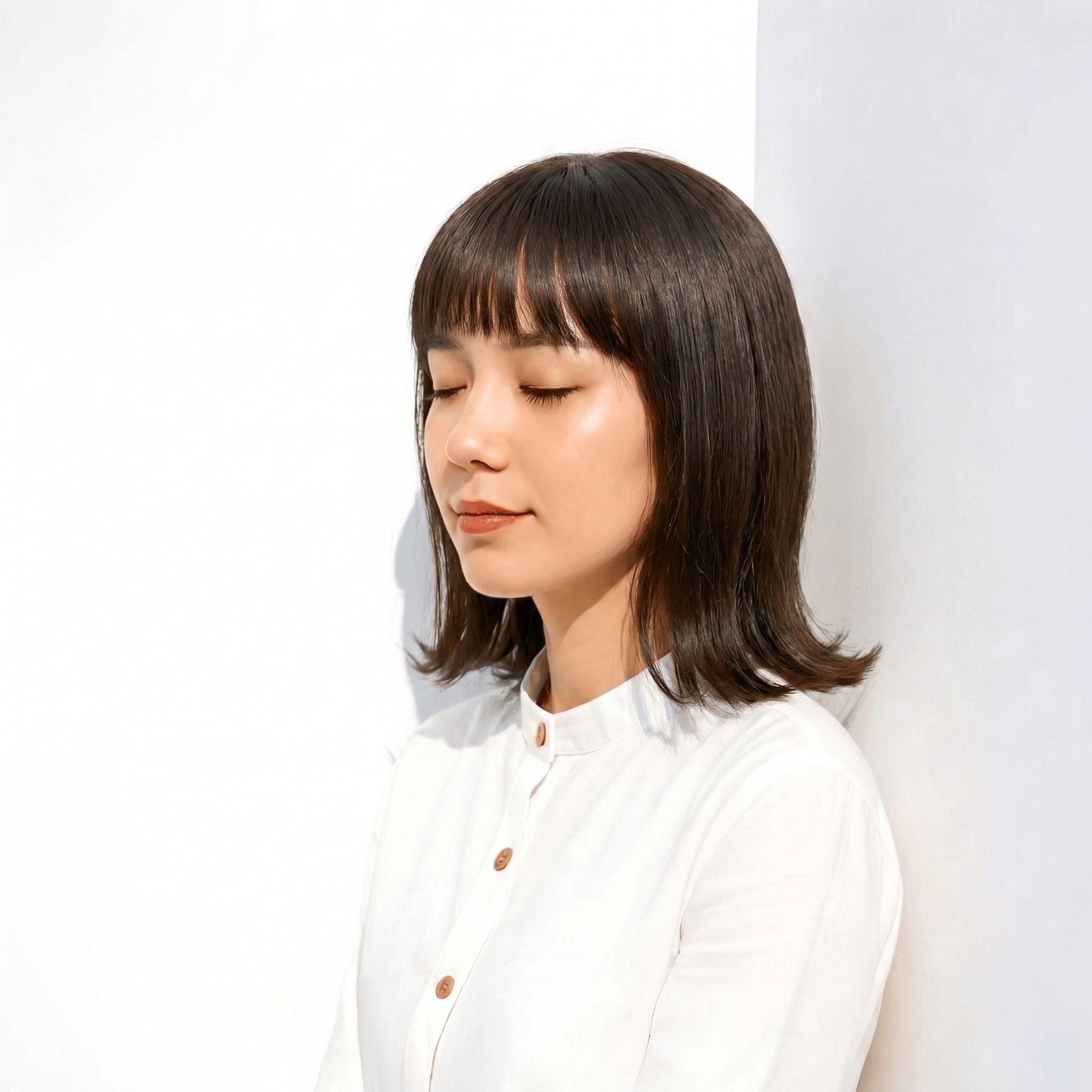 25. オリーブブラウン×暗めトーン: 青みを透かす穏やかなツヤで落ち着きをキープ