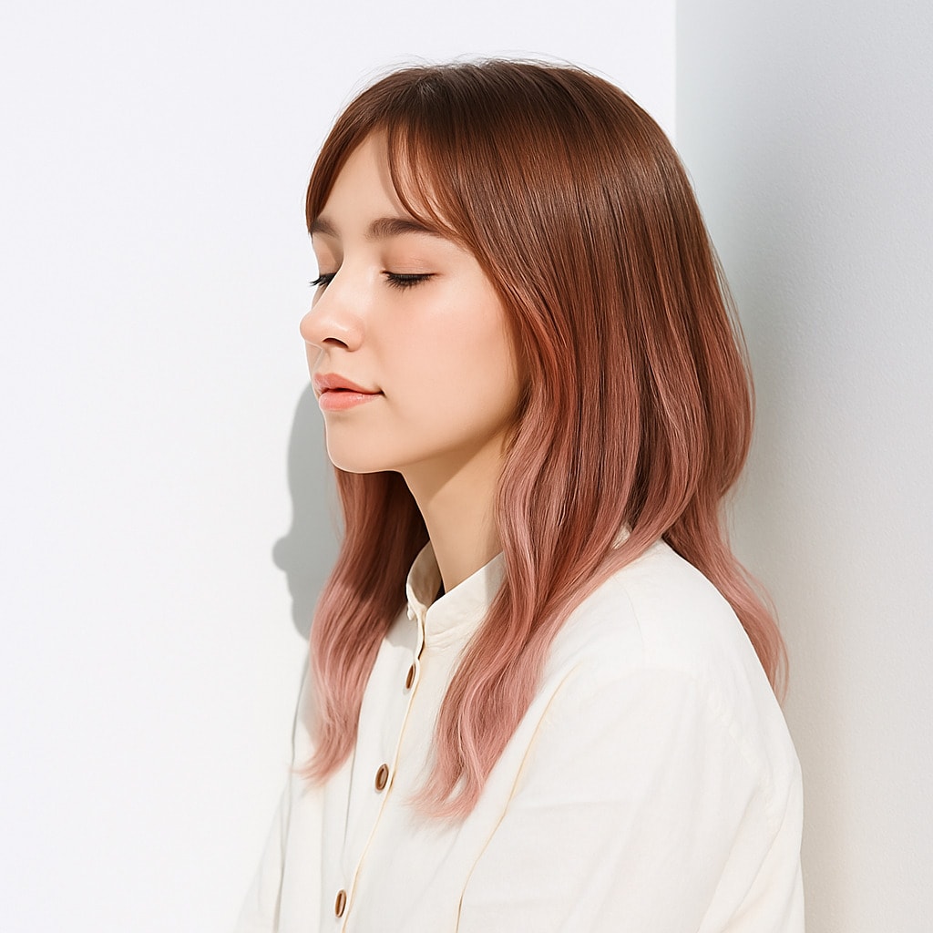 25. ホワイトピンク×グラデーション：揺れるたびに現れるピンクの魔法