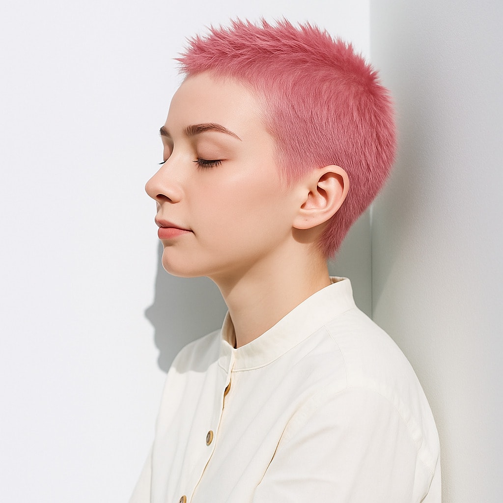 26. ホワイトピンク×ベリーショート：春らしい爽やかさがぐっと高まります