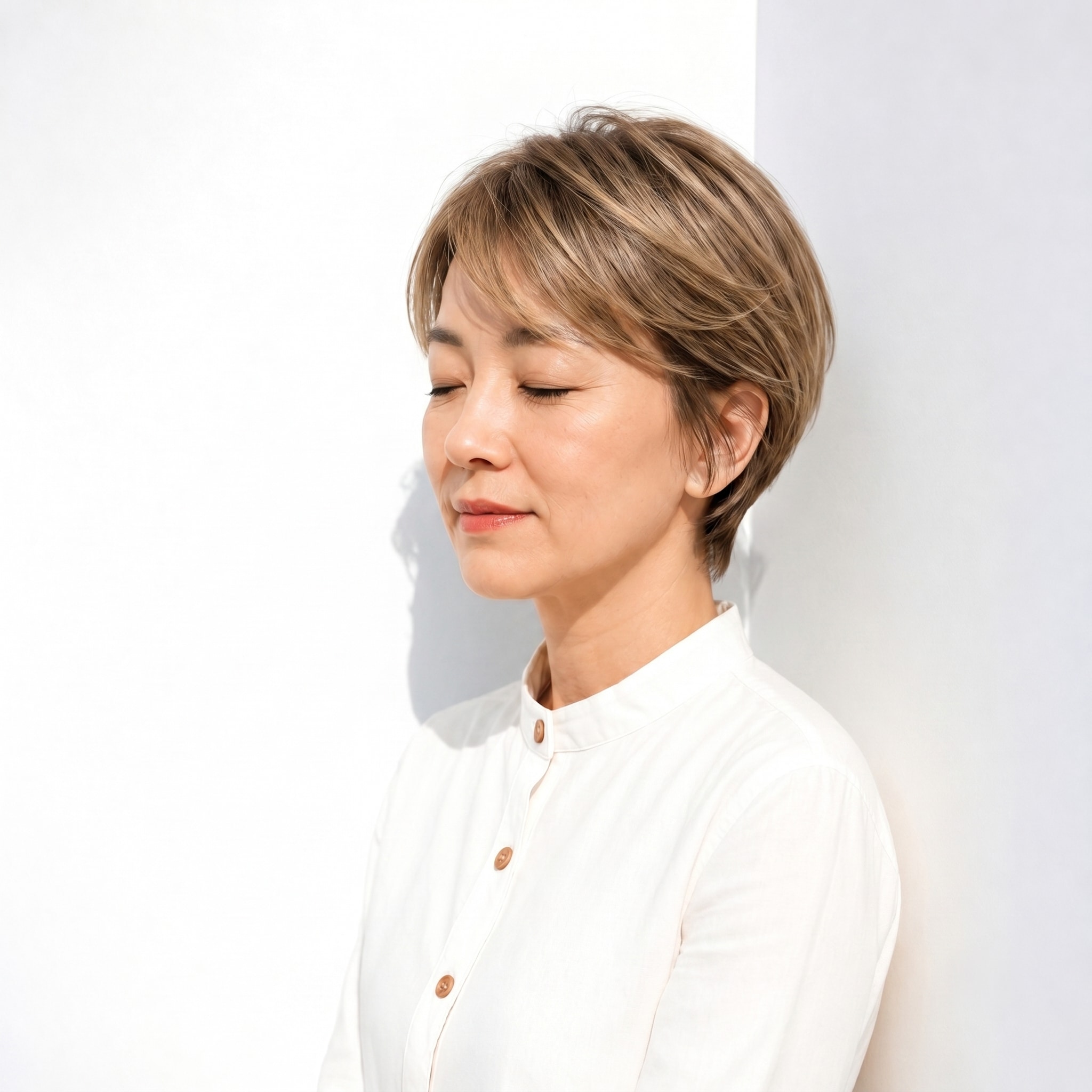 29. かっこいい上品ショート：ふんわりトップとタイト襟足で凛とした印象に