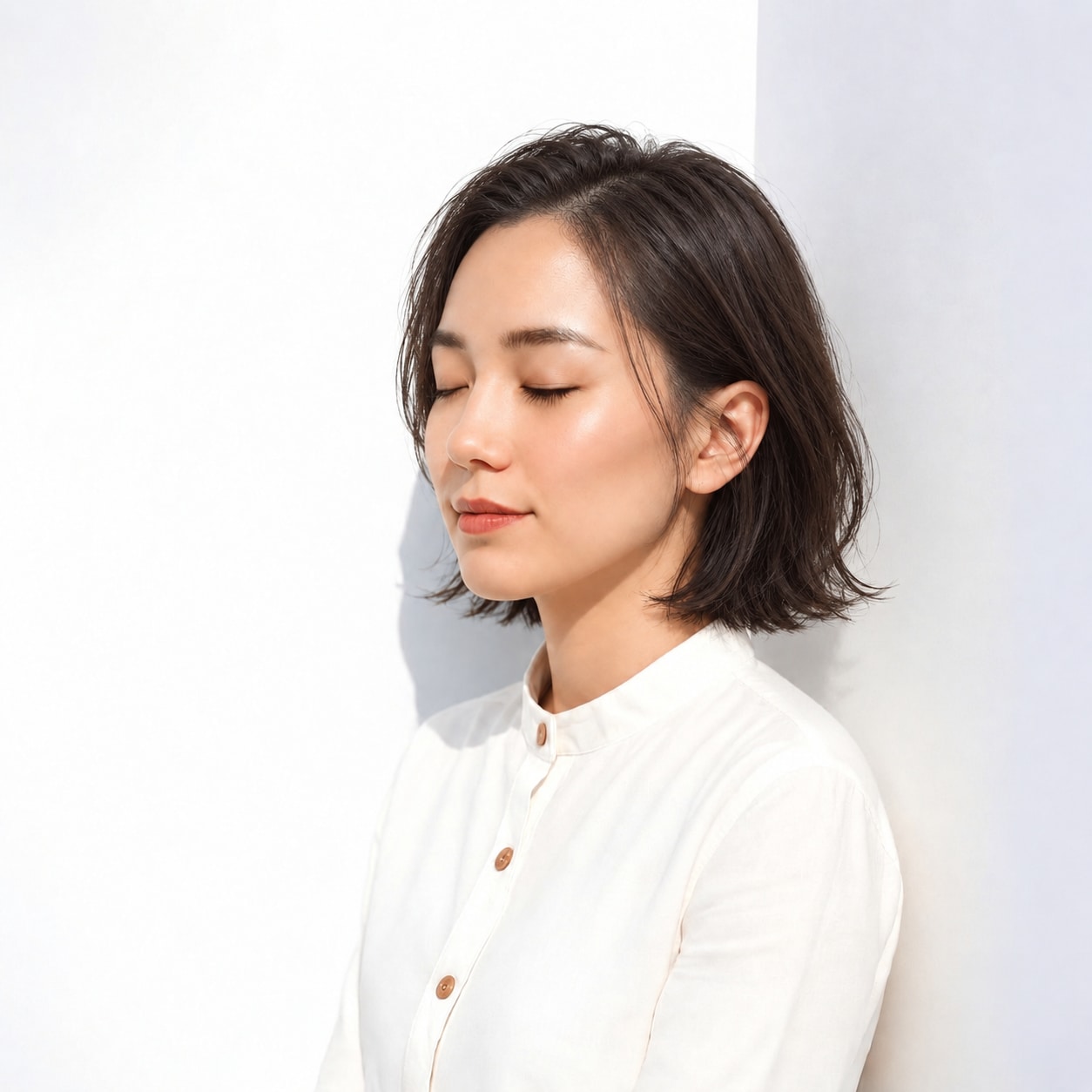 かき上げボブ × さりげない外ハネ：凛とした大人っぽさ