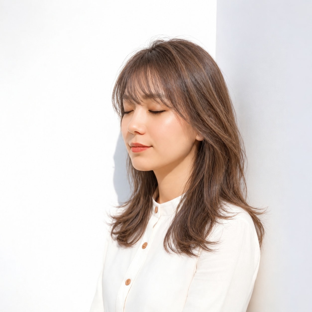 3. エアーバング × ブラウンミディアム：毛先の丸みが自然な可愛らしさを引き出す