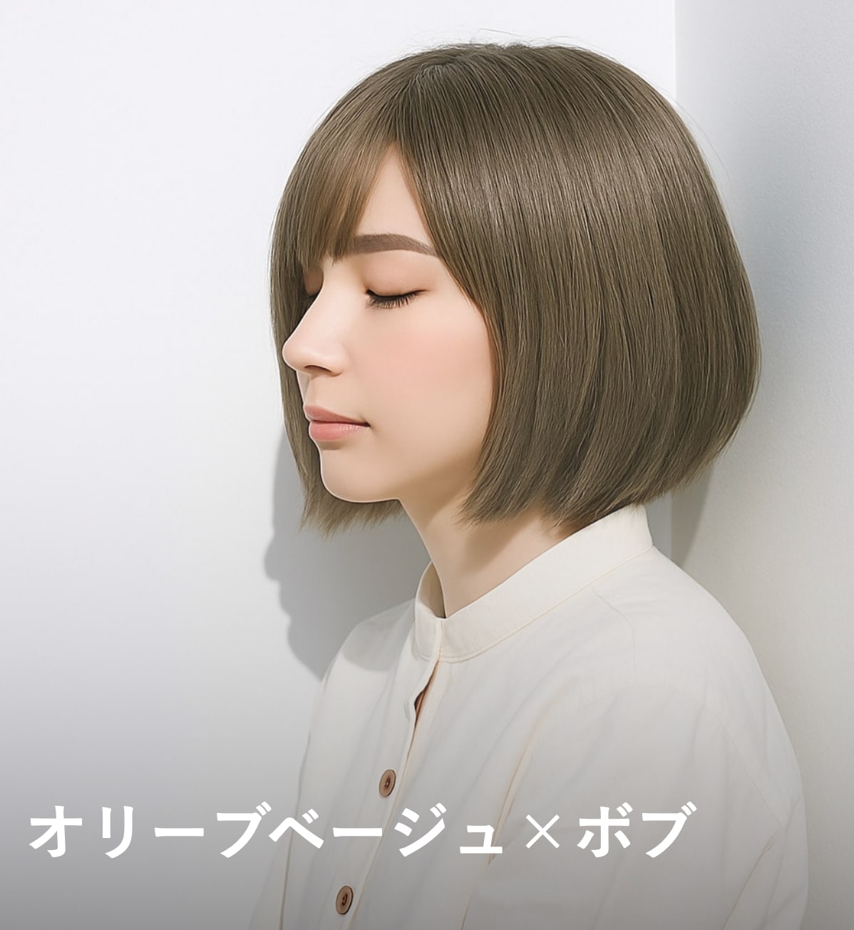 3. オリーブベージュ×ボブ