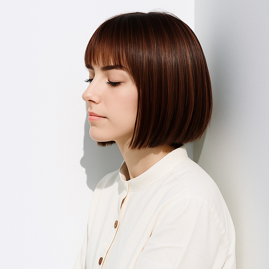 3. オレンジベージュ×暗め：上品さと親しみやすさを両立するボブ