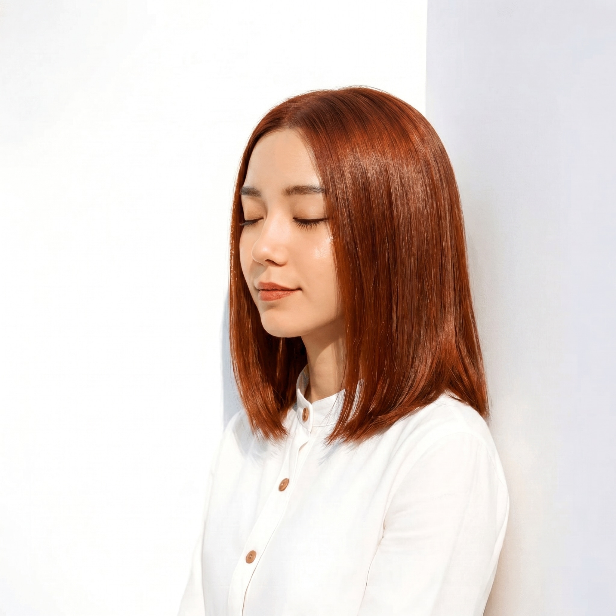 3. カッパーブラウン×暖色ブラウン×ほどよい長さ: 暗めでも重たく見えず、品のあるニュアンスを添える