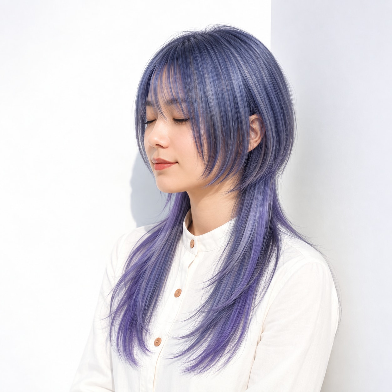 3. クラゲウルフ × ロング × 頬に落ちる短いレイヤー：顔の近くに動きが集まり、長いえり足との段差が映えます