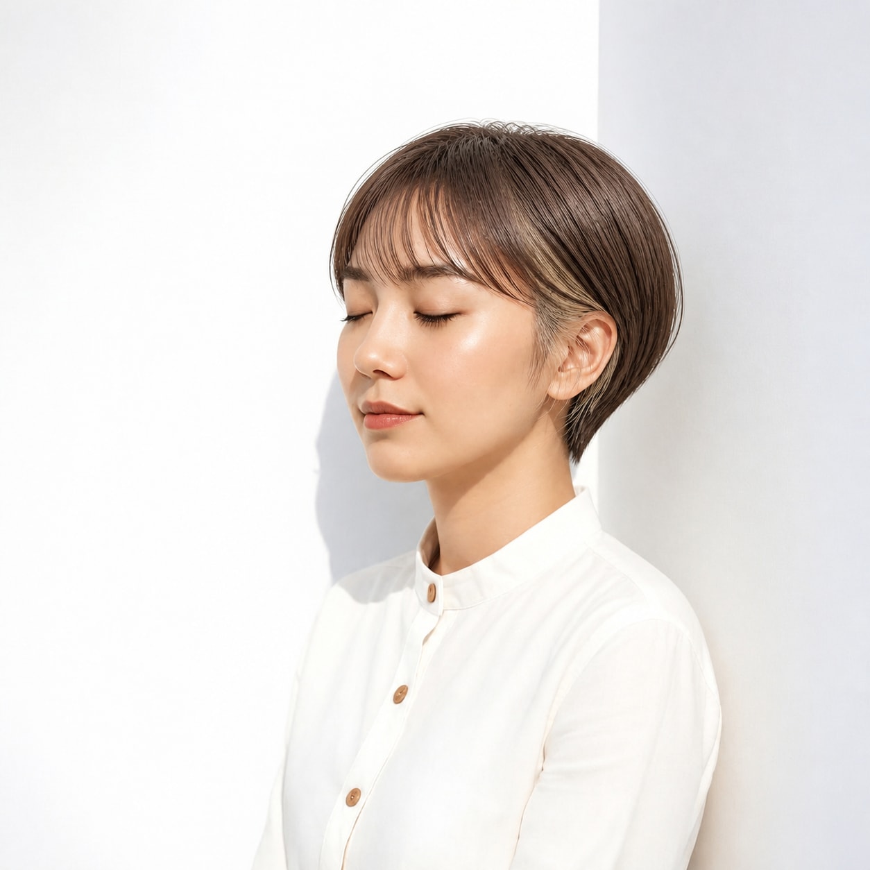 3. ショート × ベージュのインナーカラー：自然な明るさをプラス