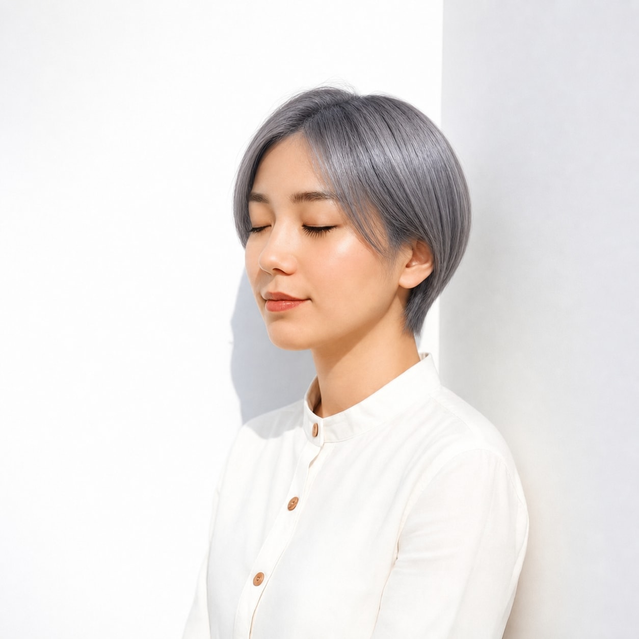 3. シルバーアッシュ×ショートボブ: シルバーの透明感でボブがクールな印象になる