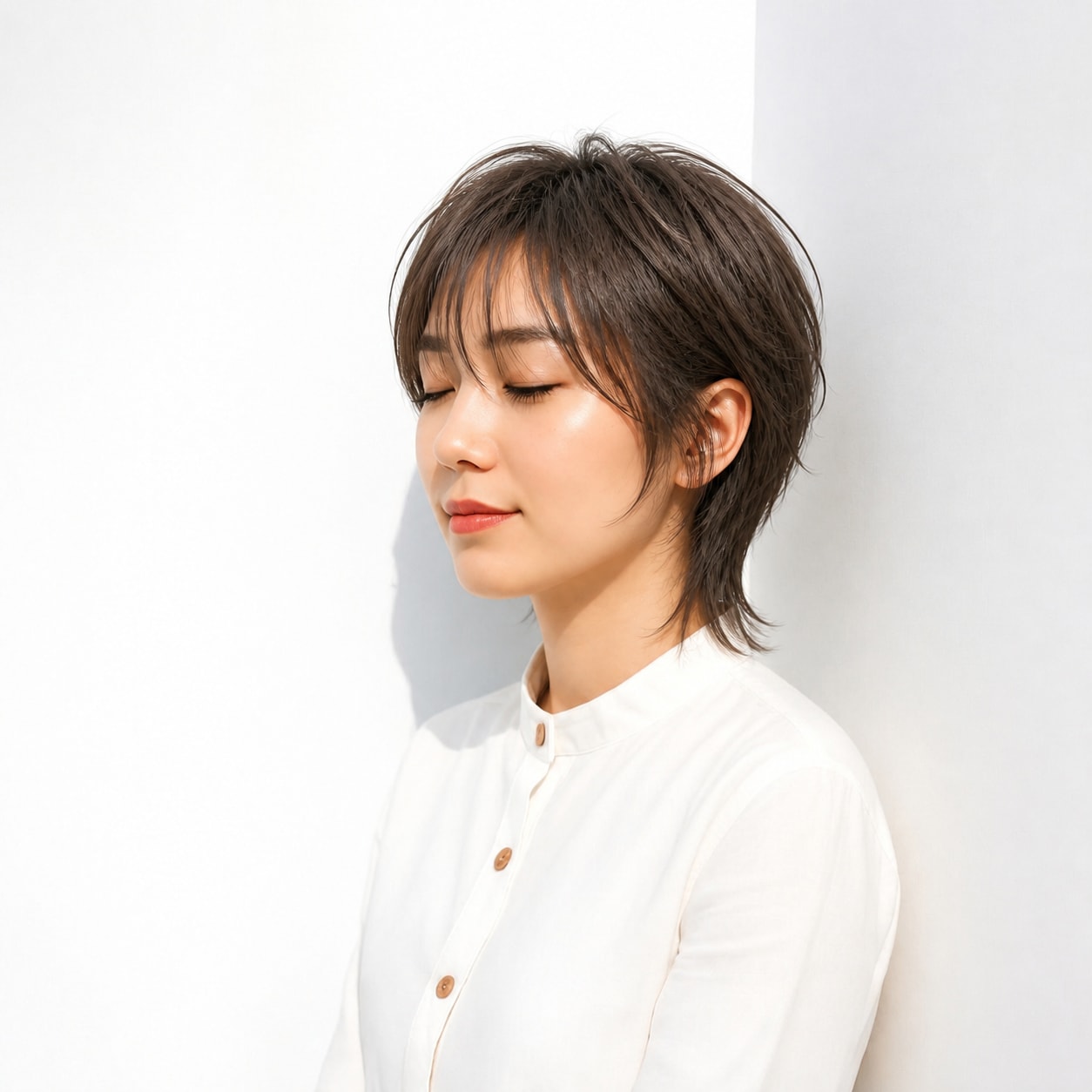 3. ネオウルフ × 流し前髪：大人っぽいショートに