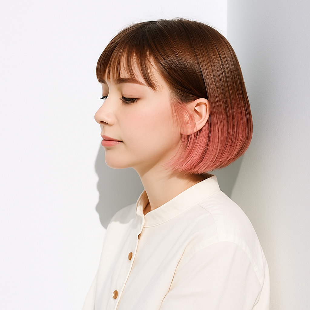 3. ピンクオレンジ×グラデ：やわらかな暖色が軽やかに揺れる