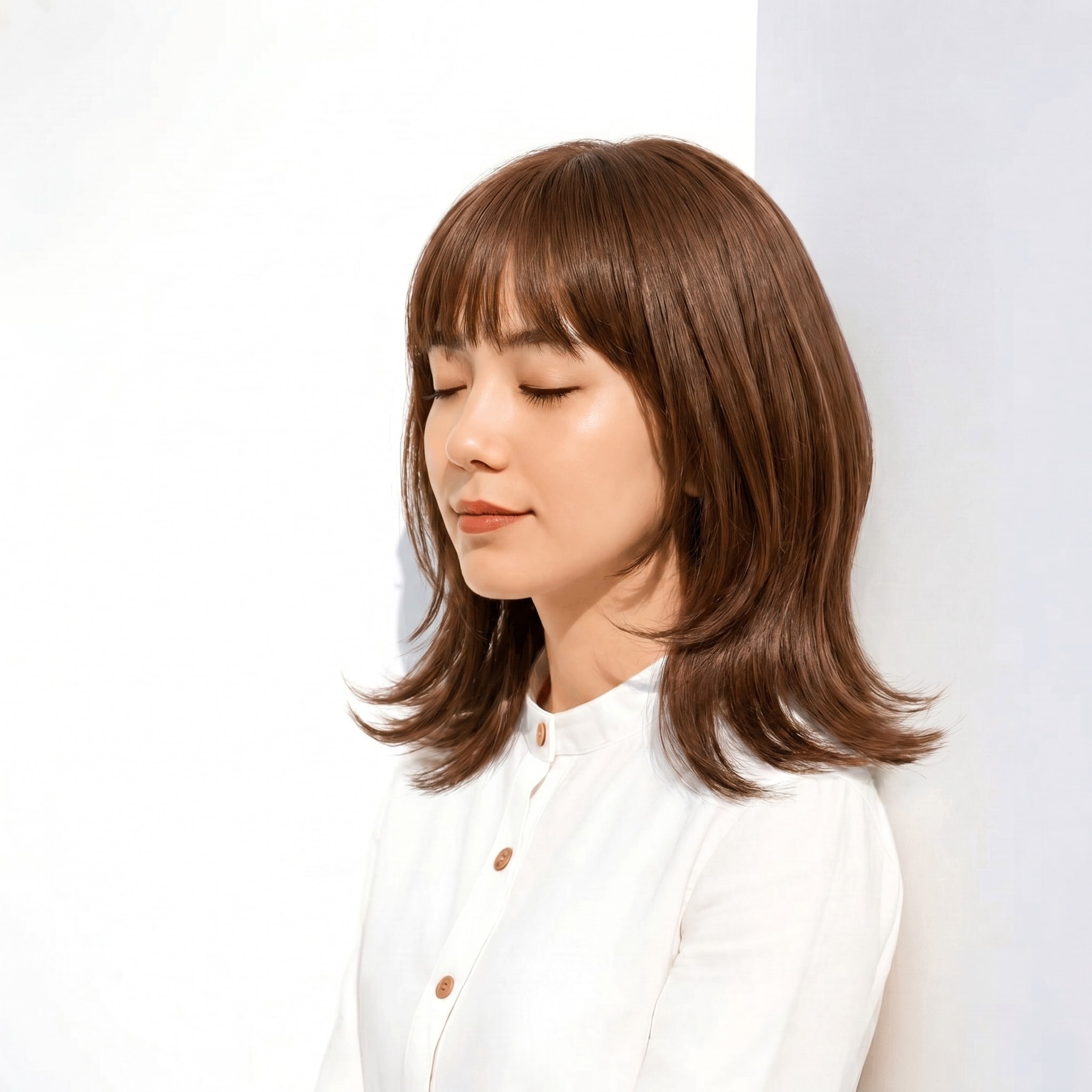 3. ブリーチなしピンクベージュ×ふんわり感: 柔らかさとツヤを纏うナチュラルな魅力